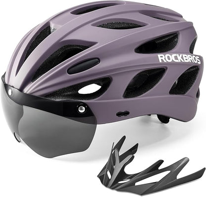ROCKBROS Fahrradhelm mit integrierter abnehmbarer Magnetbrillen & Visier