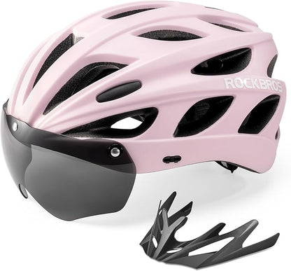 ROCKBROS Fahrradhelm mit integrierter abnehmbarer Magnetbrillen & Visier