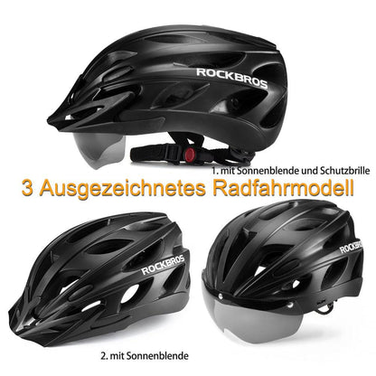 ROCKBROS Fahrradhelm mit integrierter abnehmbarer Magnetbrillen & Visier