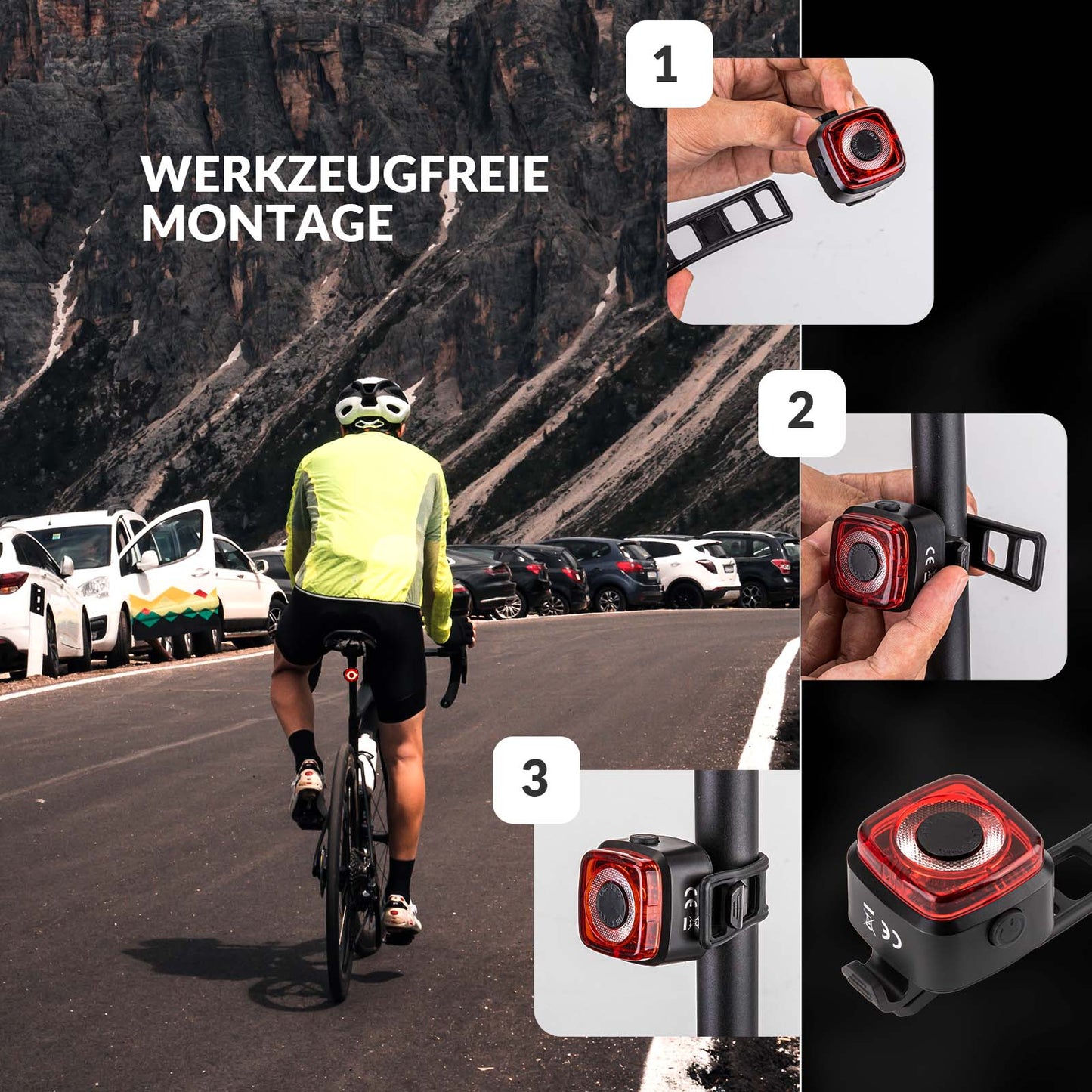 Fahrradlicht IPX5 Wasserdicht Rücklicht Wiederaufladbar mit USB-C ROCKBROS