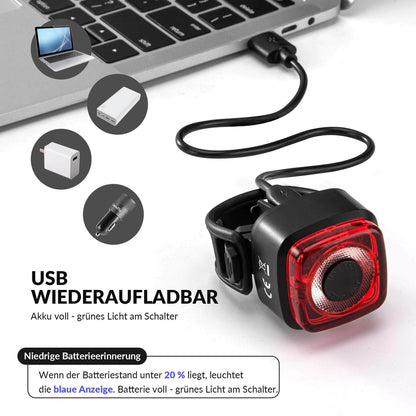 Fahrradlicht IPX5 Wasserdicht Rücklicht Wiederaufladbar mit USB-C ROCKBROS