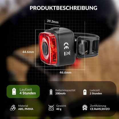 Fahrradlicht IPX5 Wasserdicht Rücklicht Wiederaufladbar mit USB-C ROCKBROS