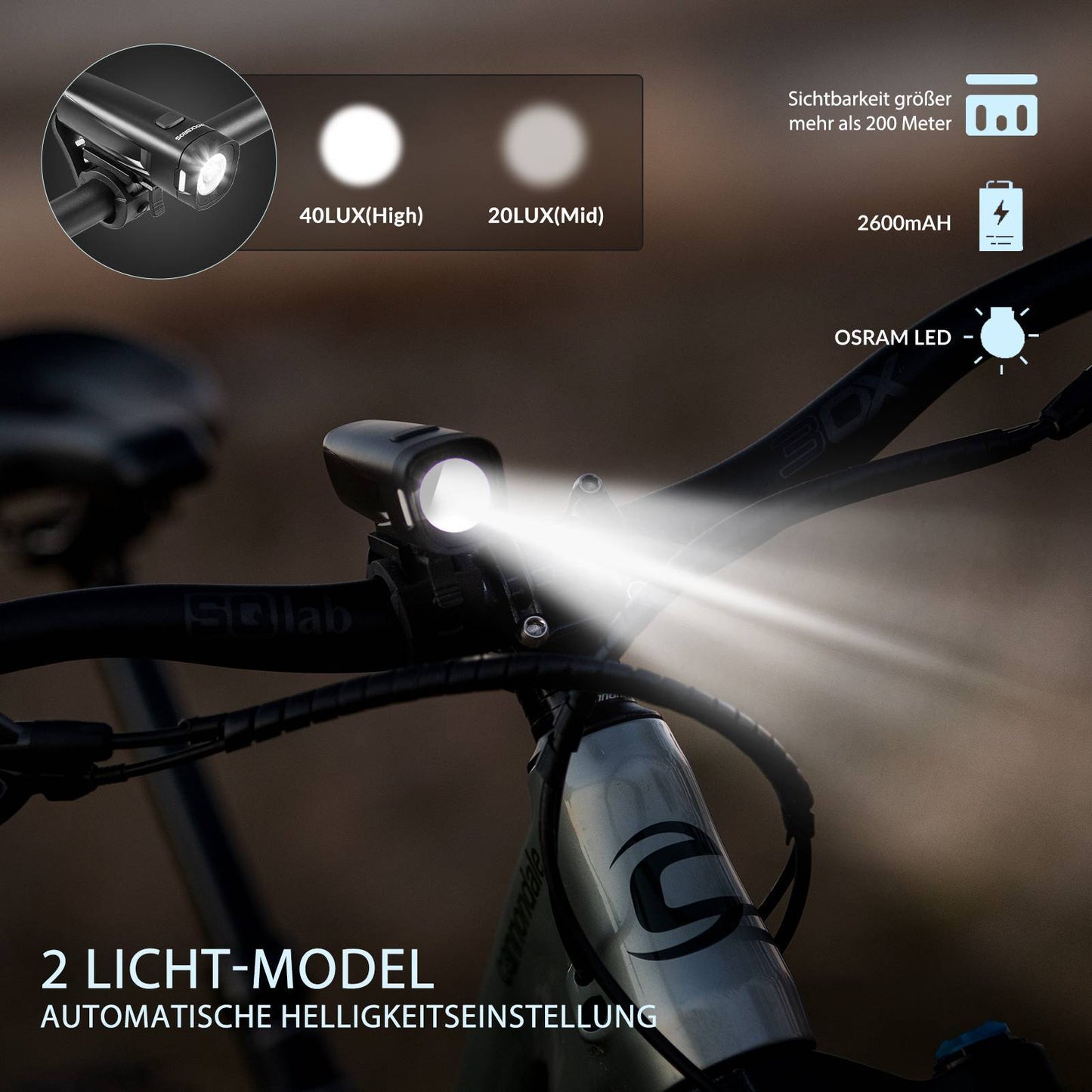 Fahrradlicht Set Fahrradlampe enthalten Rücklicht & Frontlicht ROCKBROS