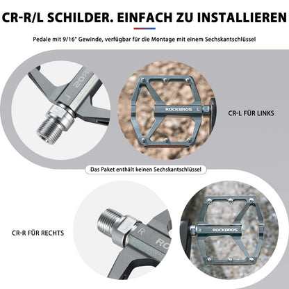 Fahrradpedale mit Reflektoren aus Aluminiumlegierung 9/16 Zoll ROCKBROS