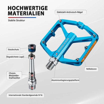 Fahrradpedale mit Reflektoren aus Aluminiumlegierung 9/16 Zoll ROCKBROS