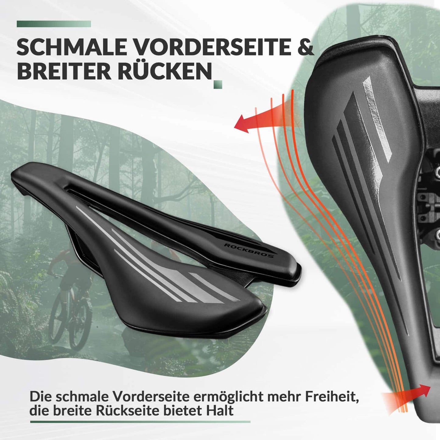 Fahrradsattel Ergonomisch Fahrradsitz Atmungsaktiver 14,5 * 25cm ROCKBROS