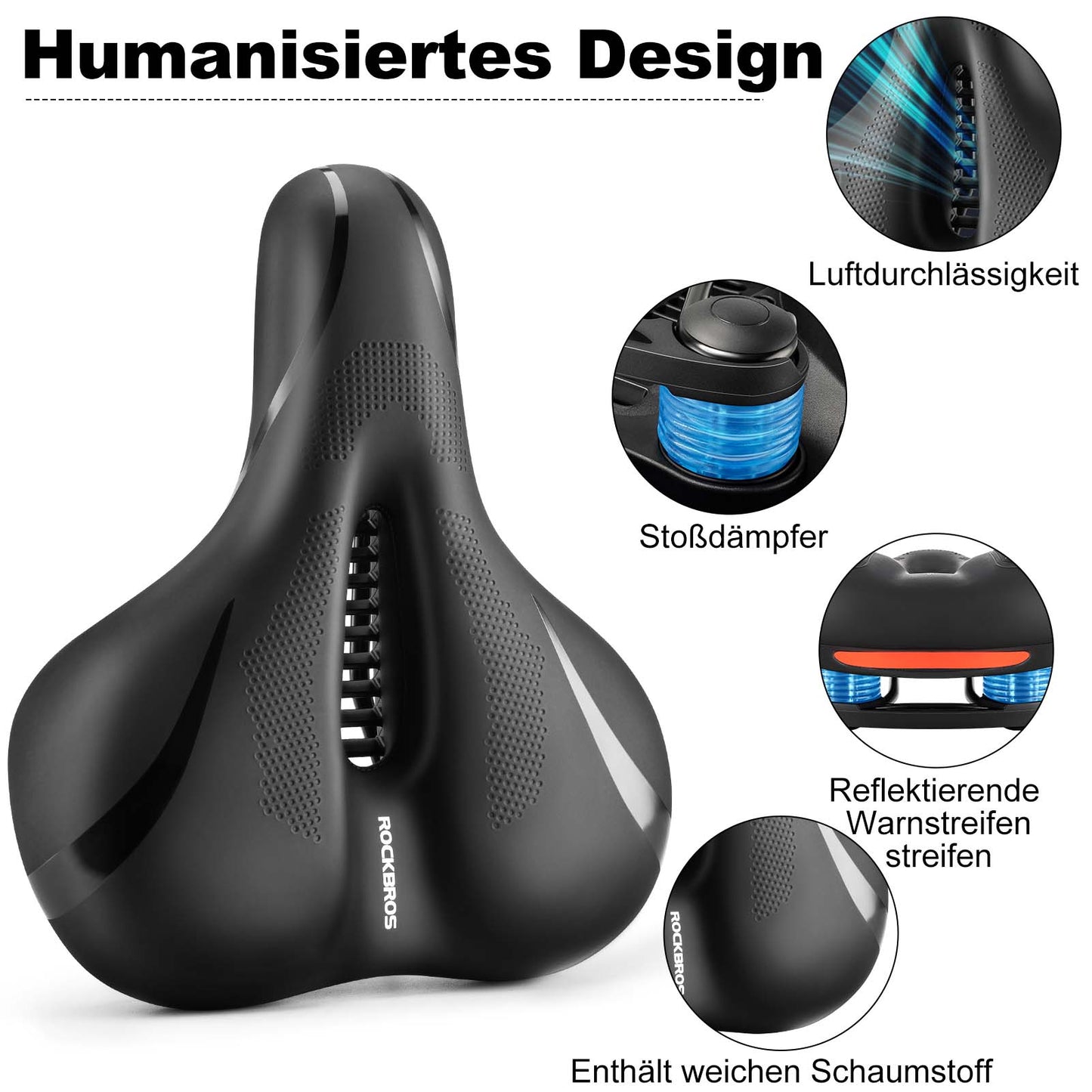 Fahrradsattel Memory Foam Atmungsaktiv Gel Sattel ROCKBROS