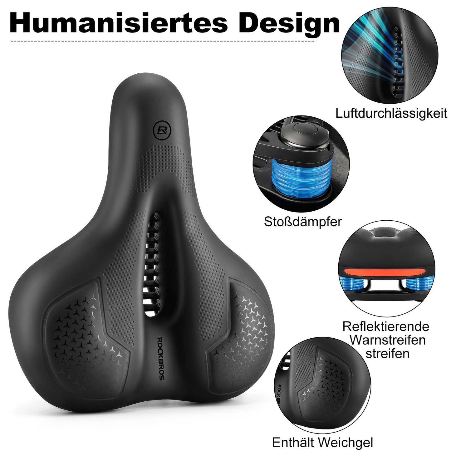 Fahrradsattel Memory Foam Atmungsaktiv Gel Sattel ROCKBROS