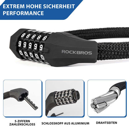 Fahrradschloss 5-Stellig Zahlencode Zahlenschloss ROCKBROS
