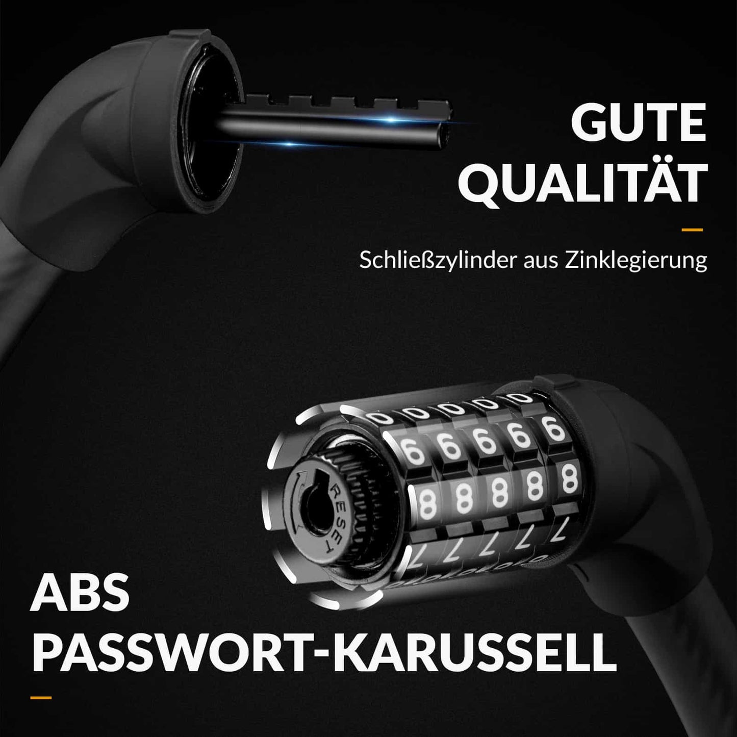 Fahrradschloss Kabelschloss Zahlenschloss mit 5-stelliges Zahlencode ROCKBROS