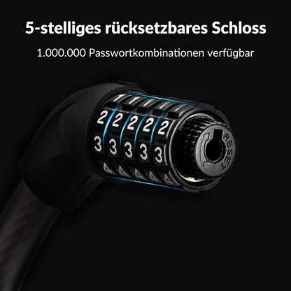 Fahrradschloss Kabelschloss Zahlenschloss mit 5-stelliges Zahlencode ROCKBROS