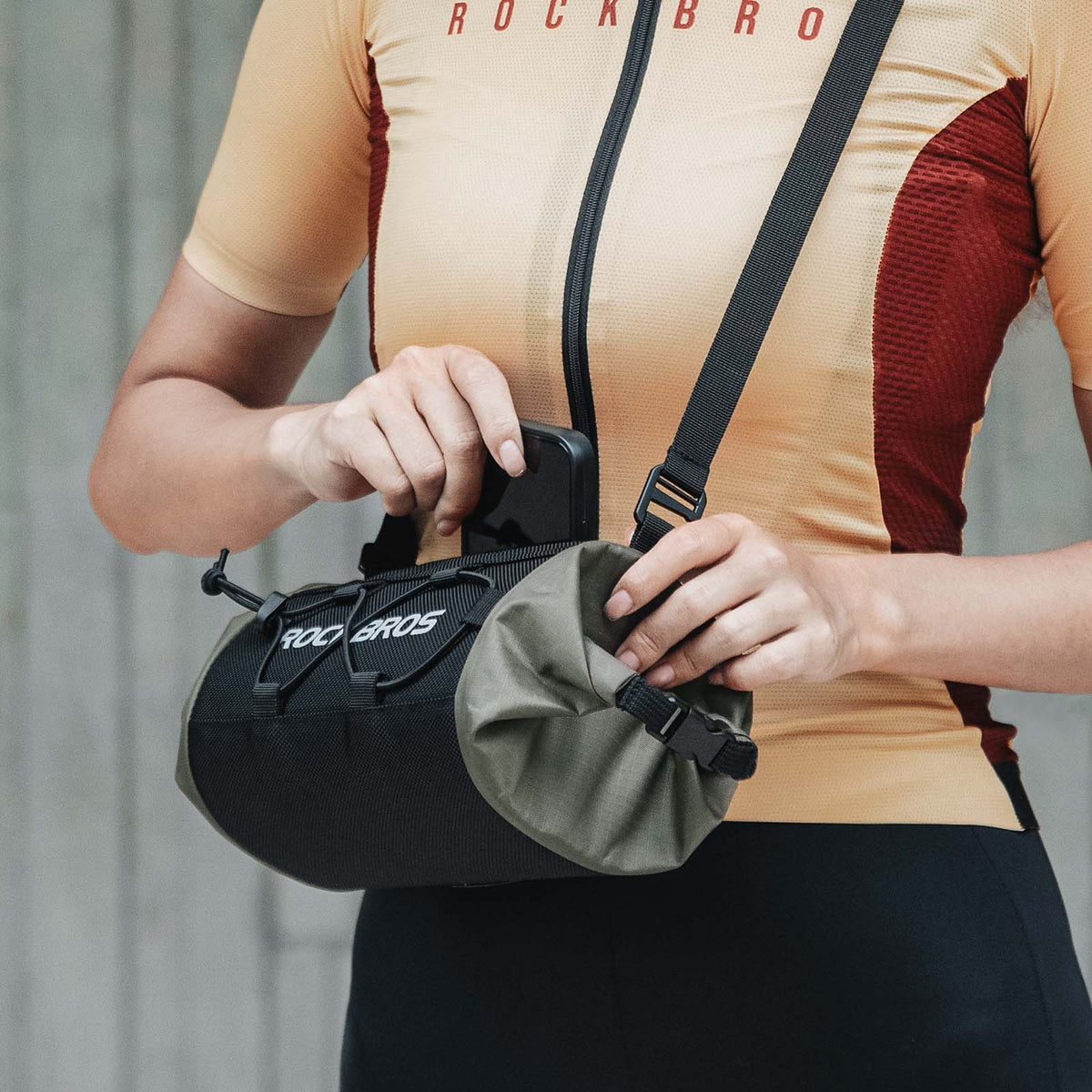ROCKBROS Fahrradtasche Lenkertasche Aufbewahrungstasche mit Schultergurt