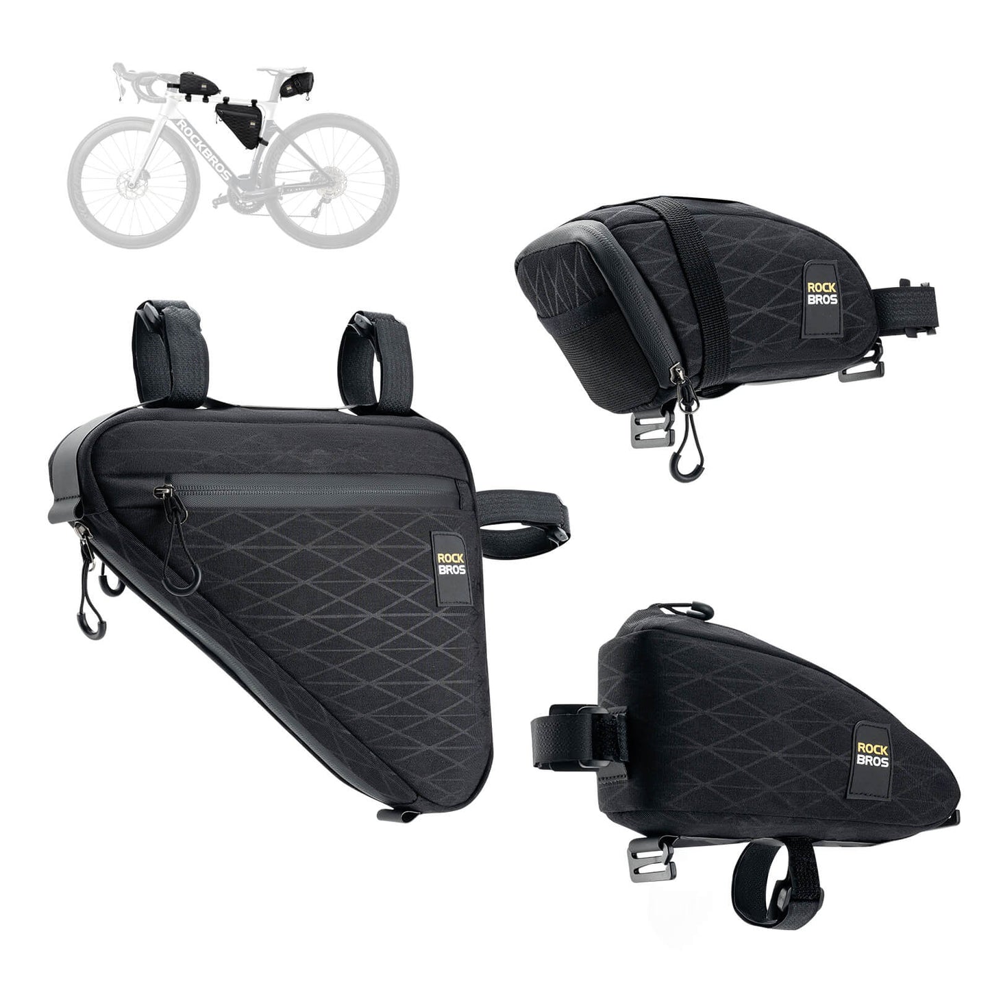 Fahrradtasche Set Rahmentasche*2+Satteltasche*1 mit Verstellbarer Schultergurt 1,2L ROCKBROS