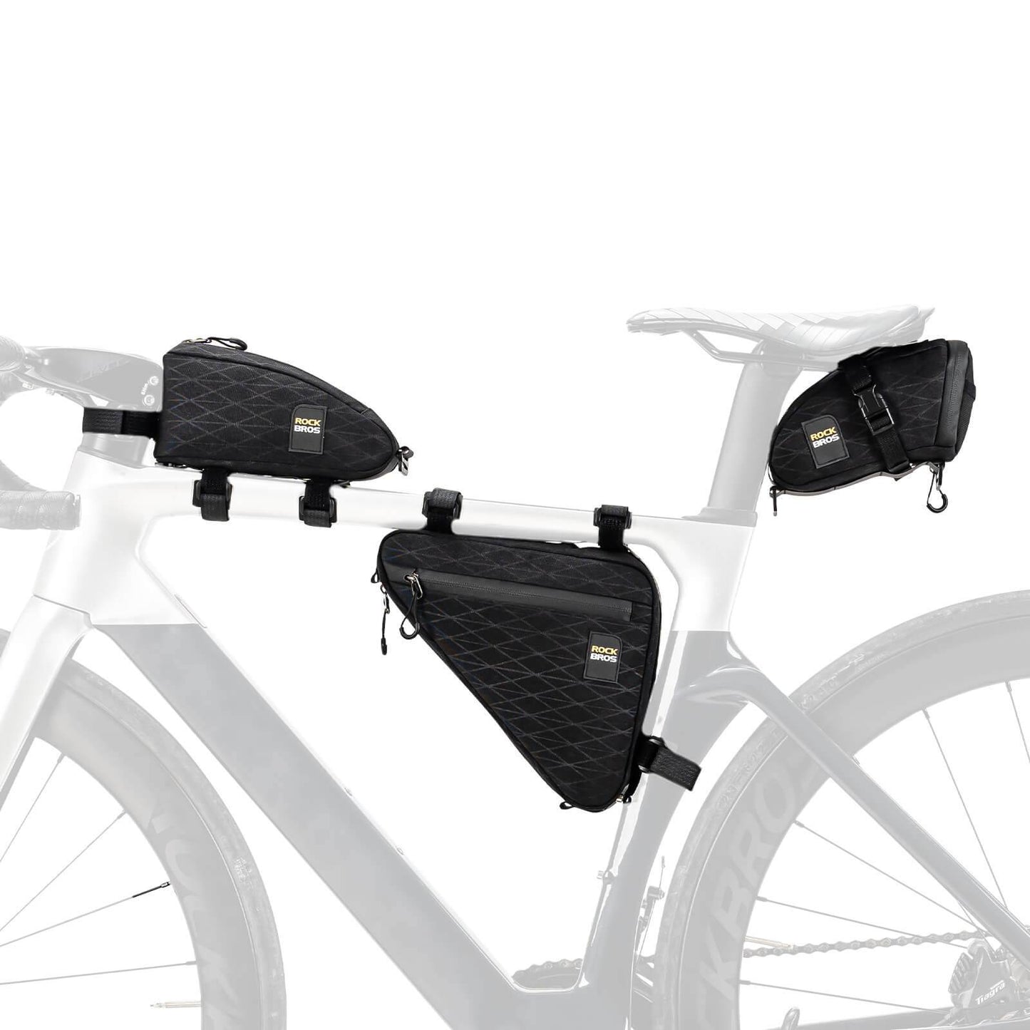 Fahrradtasche Set Rahmentasche*2+Satteltasche*1 mit Verstellbarer Schultergurt 1,2L ROCKBROS