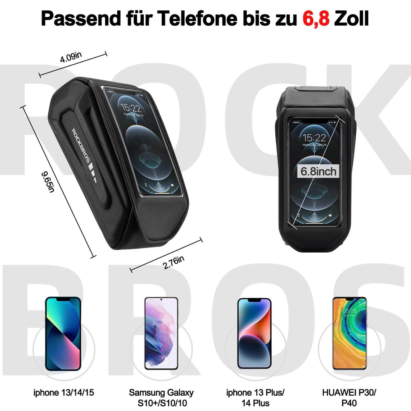 wasserdichte Fahrradtasche Handytasche Touchscreen für Smartphone 6,8 Zoll ROCKBROS