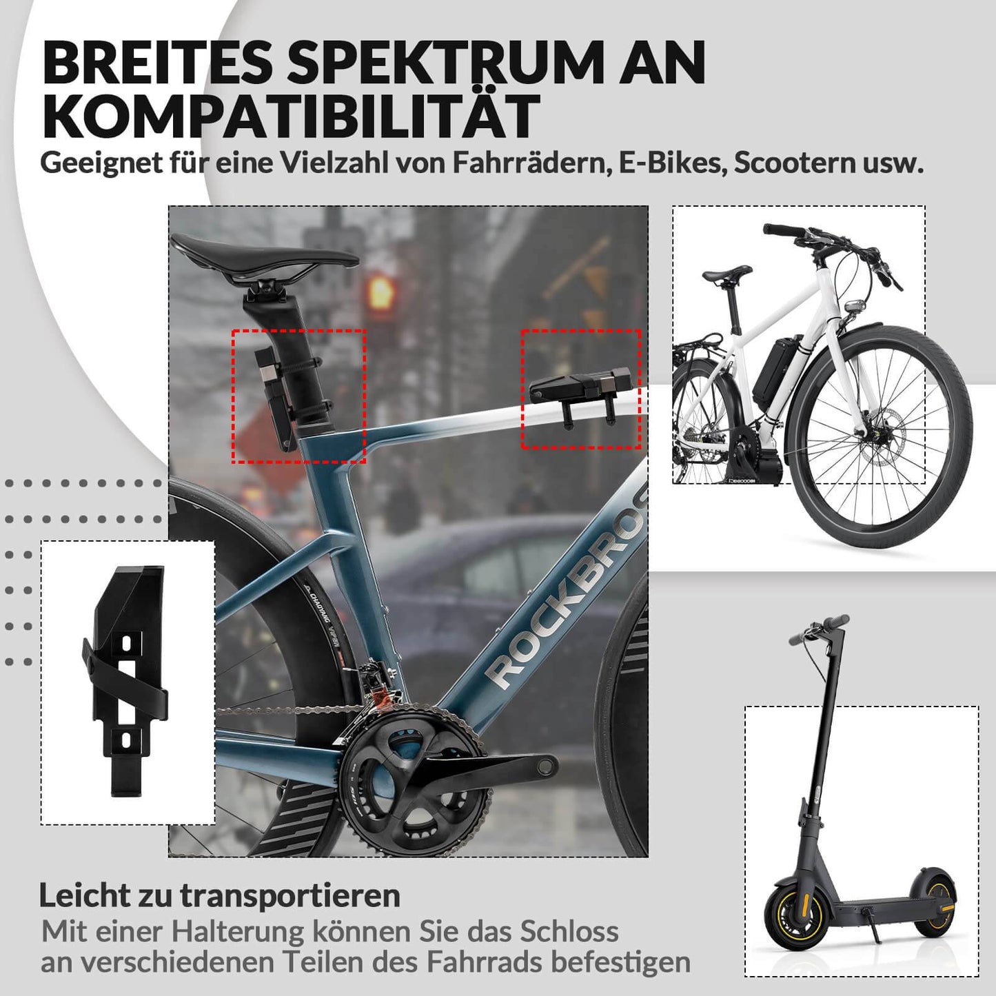 Faltschloss Fahrradschloss mit Halterung ROCKBROS