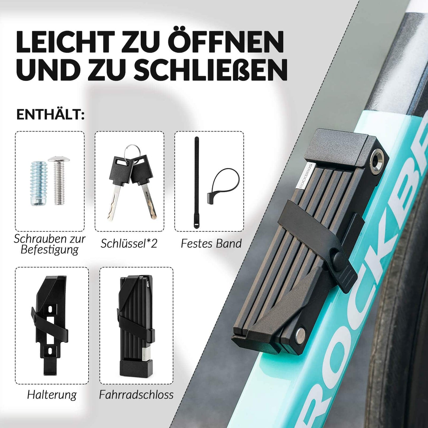 Faltschloss Fahrradschloss mit Halterung ROCKBROS
