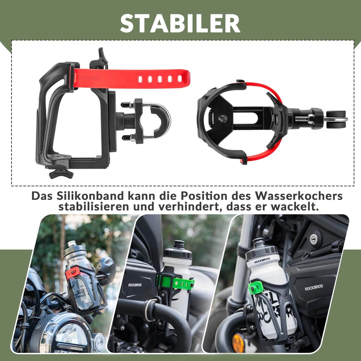 Flaschenhalter Einstellbar Fahrrad Getränkehalter 360° Drehbar ROCKBROS