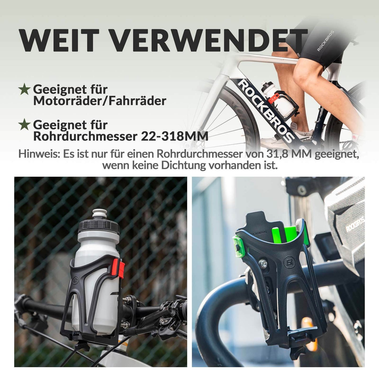 Flaschenhalter Einstellbar Fahrrad Getränkehalter 360° Drehbar ROCKBROS