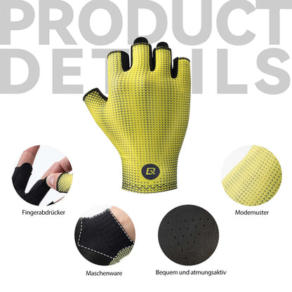 Halbfinger-Radhandschuhe Rutschfest Elastisch Unisex Gelb M-XXL ROCKBROS
