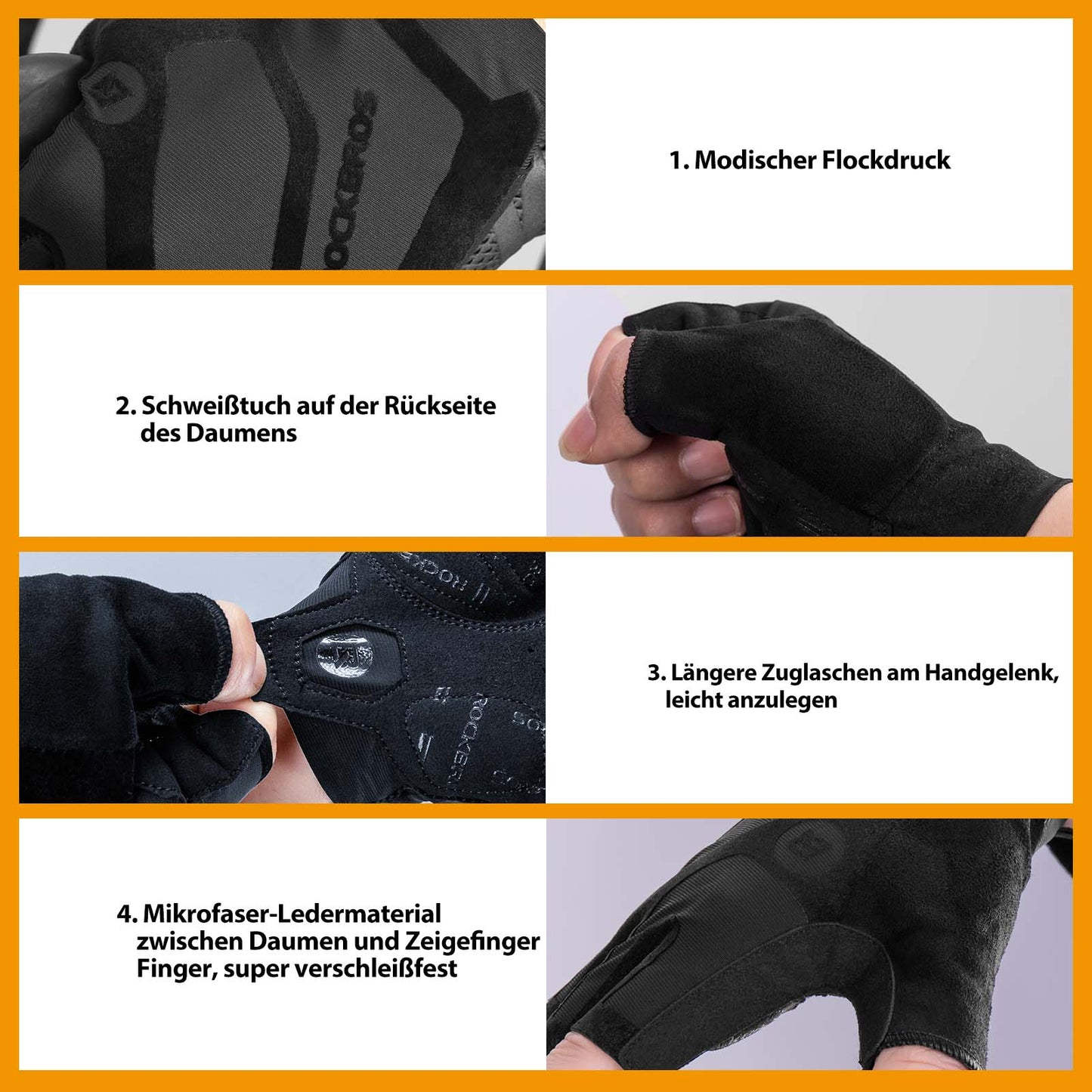 Halbfinger-Radhandschuhe stoßdämpfend und rutschfest Unisex ROCKBROS