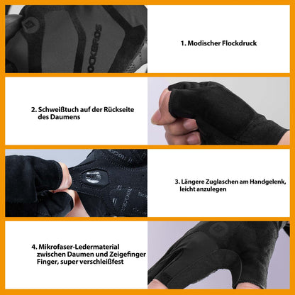 Halbfinger-Radhandschuhe stoßdämpfend und rutschfest Unisex ROCKBROS
