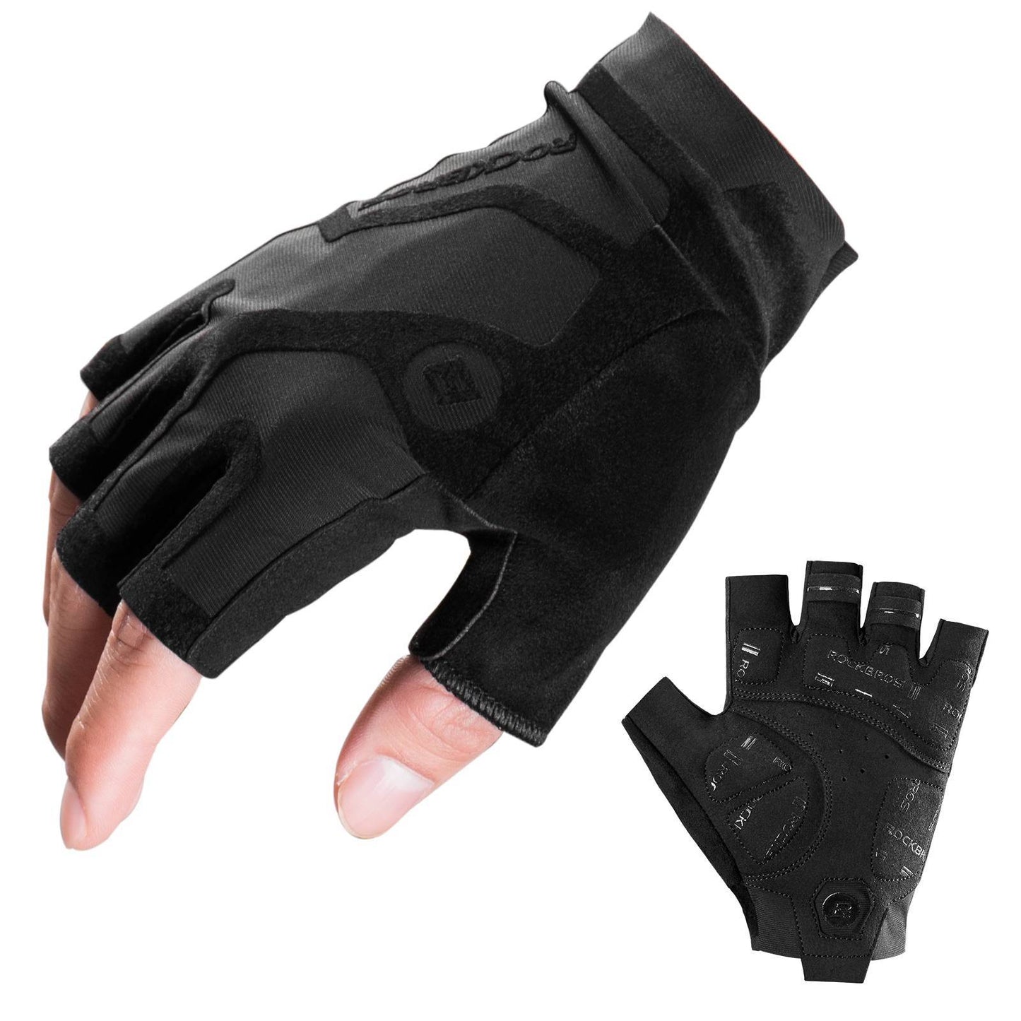 Halbfinger-Radhandschuhe stoßdämpfend und rutschfest Unisex ROCKBROS