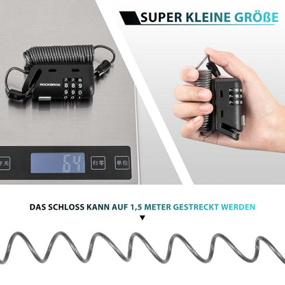 Helm schloss 150 cm Zahlenschloss 3-stellig Zahlencode ROCKBROS