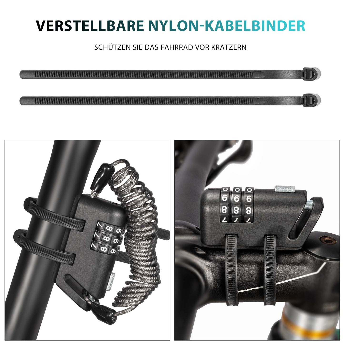 Helm schloss 150 cm Zahlenschloss 3-stellig Zahlencode ROCKBROS