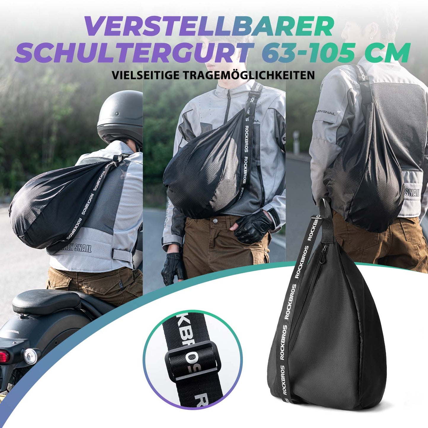 Helmtasche Motorrad Helmbeutel Einstellbarer Schultergurt ROCKBROS