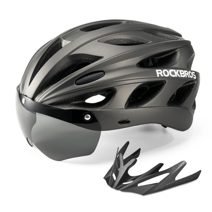 Kinder Fahrradhelm mit integrierter abnehmbarer Magnetbrillen & Visier ROCKBROS