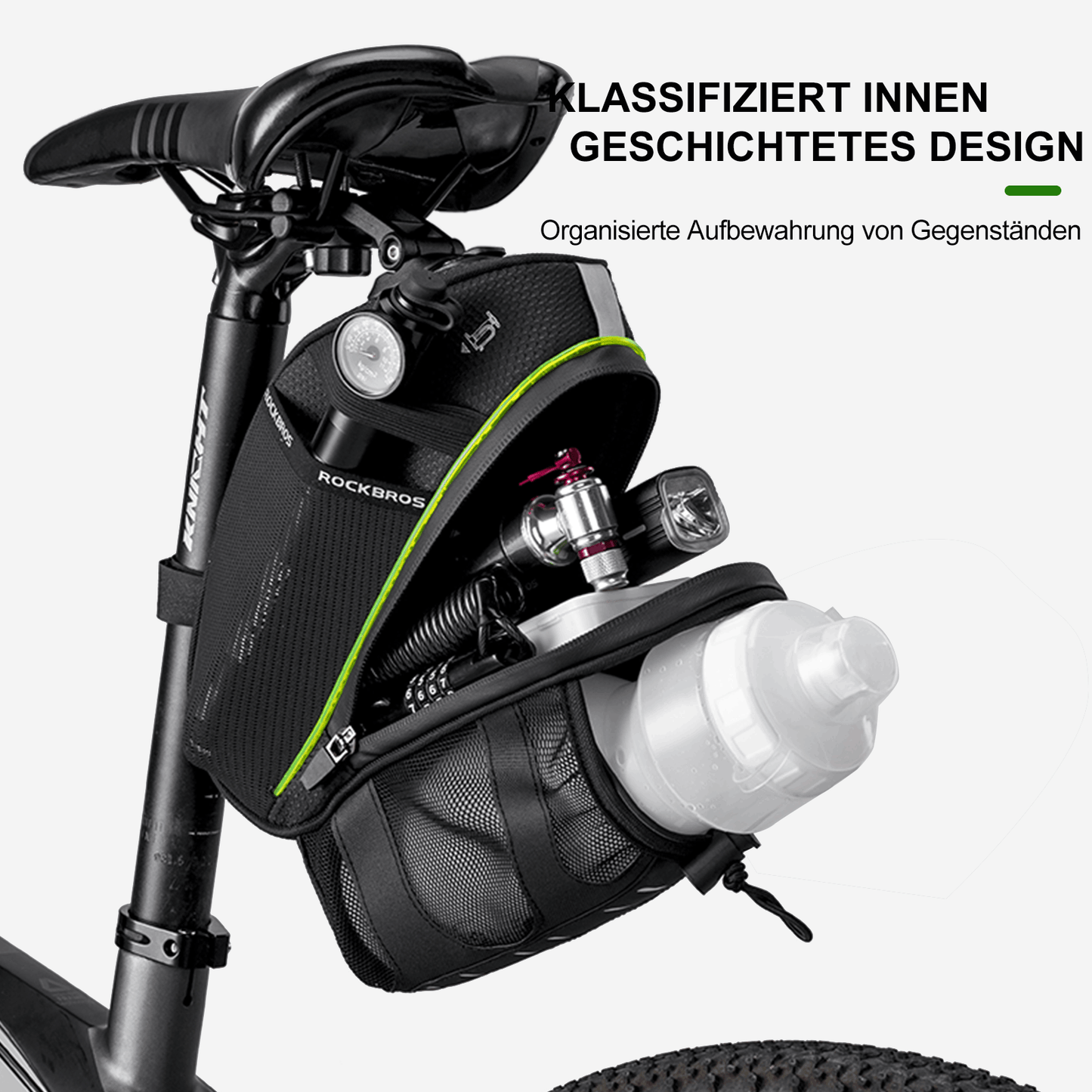 Kratzfest Fahrrad Satteltasche mit Flaschenhalter 1,5L ROCKBROS