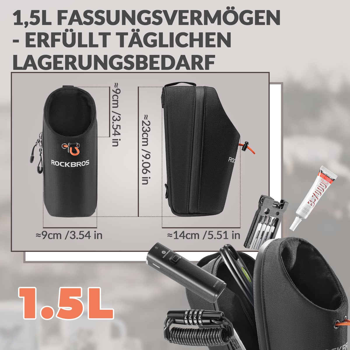 ROCKBROS Lenkertasche Flaschentasche Trinkflaschenhalter Multifunktionales Design