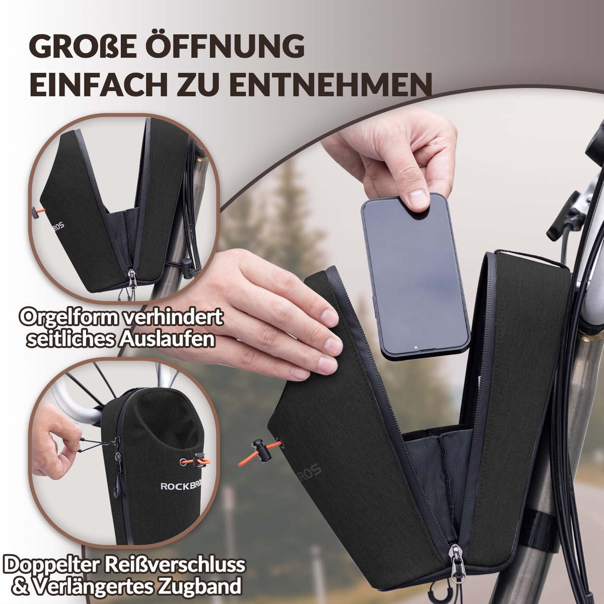 ROCKBROS Lenkertasche Flaschentasche Trinkflaschenhalter Multifunktionales Design