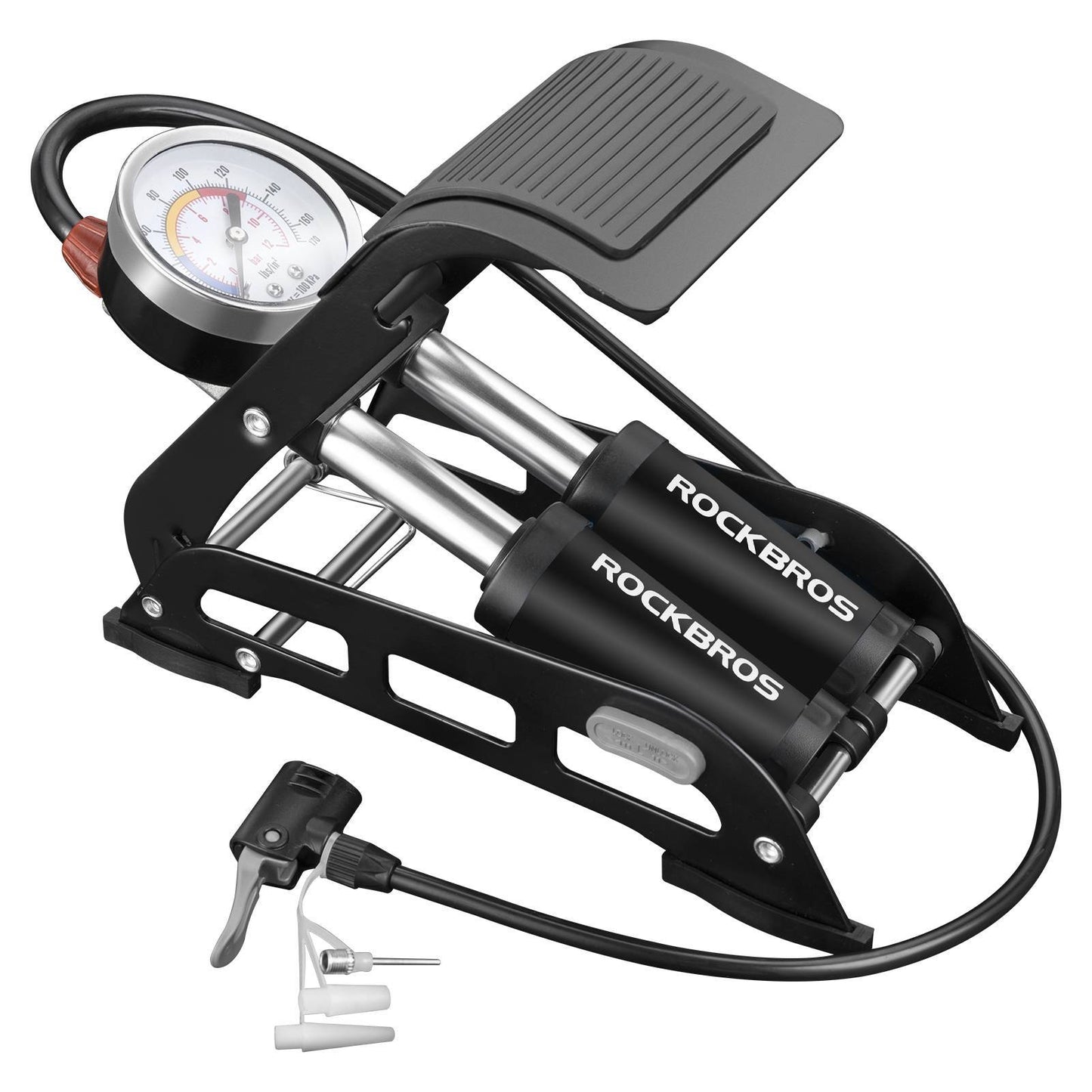 Luftpumpe Fußpumpe mit Doppelzylinder Manometer ROCKBROS