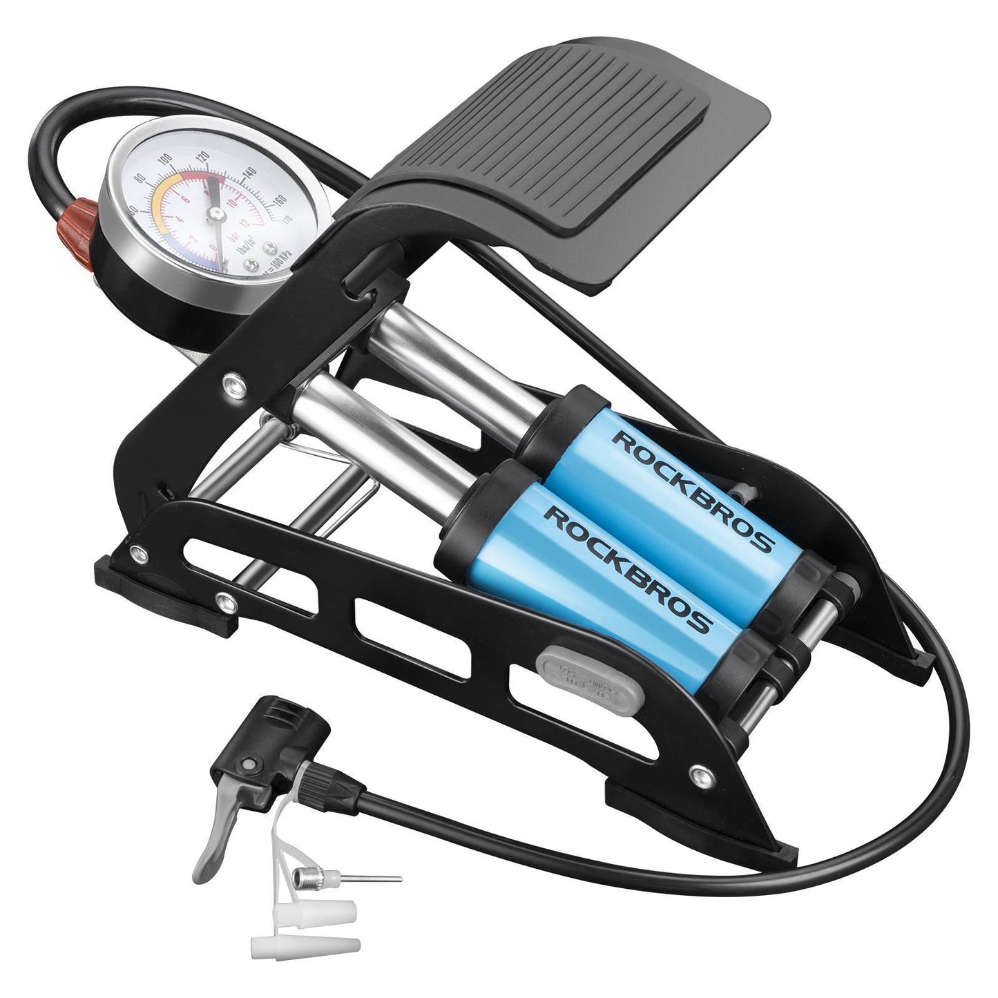 Luftpumpe Fußpumpe mit Doppelzylinder Manometer ROCKBROS