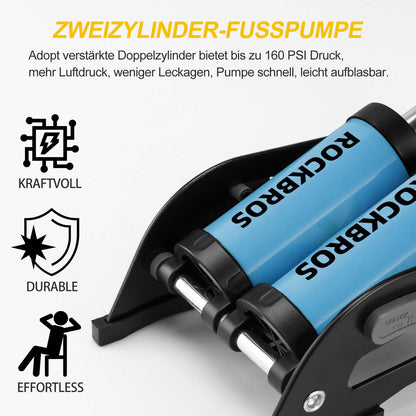 Luftpumpe Fußpumpe mit Doppelzylinder Manometer ROCKBROS