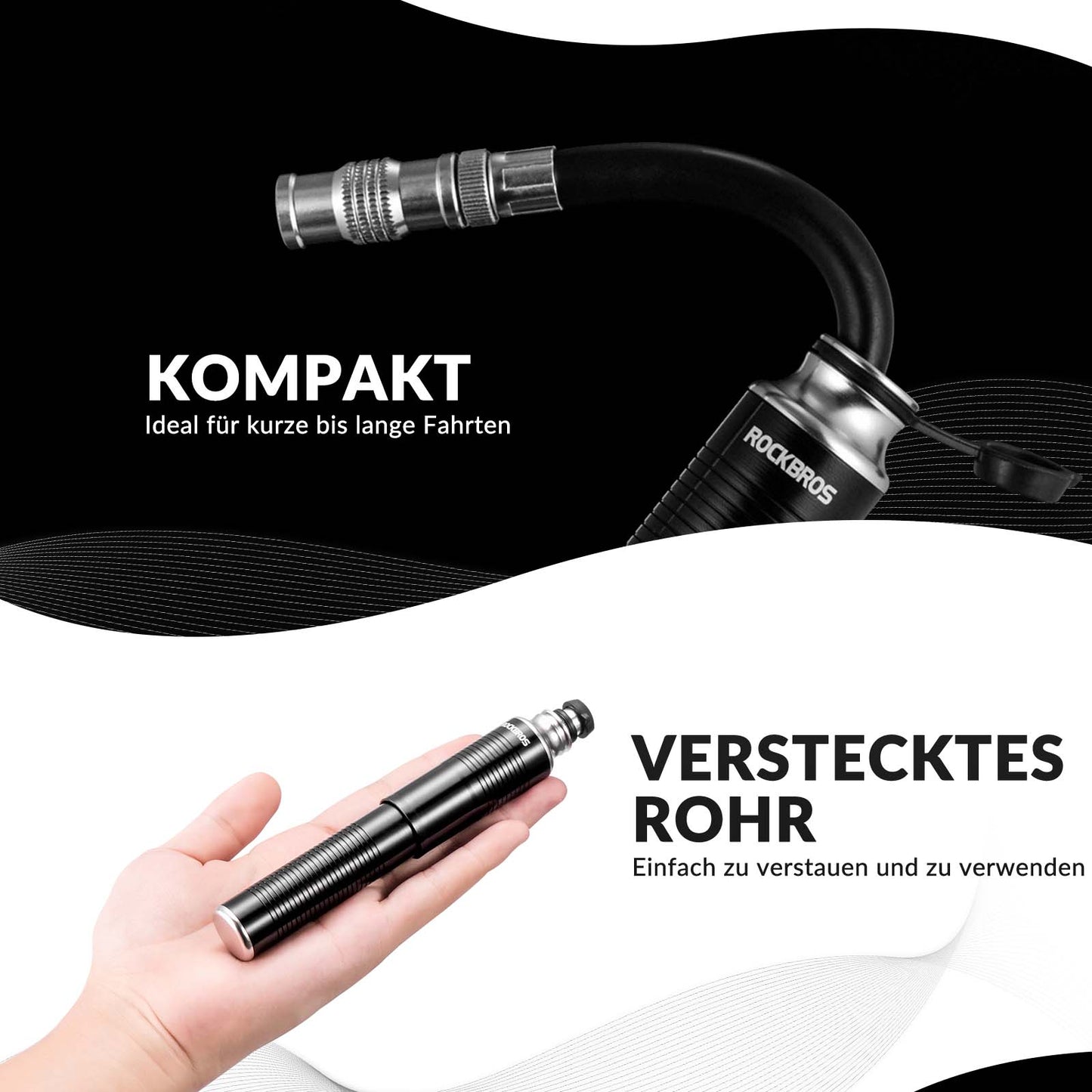 Luftpumpe Handpumpe Schrader & Presta Ventile aus Aluminium ROCKBROS