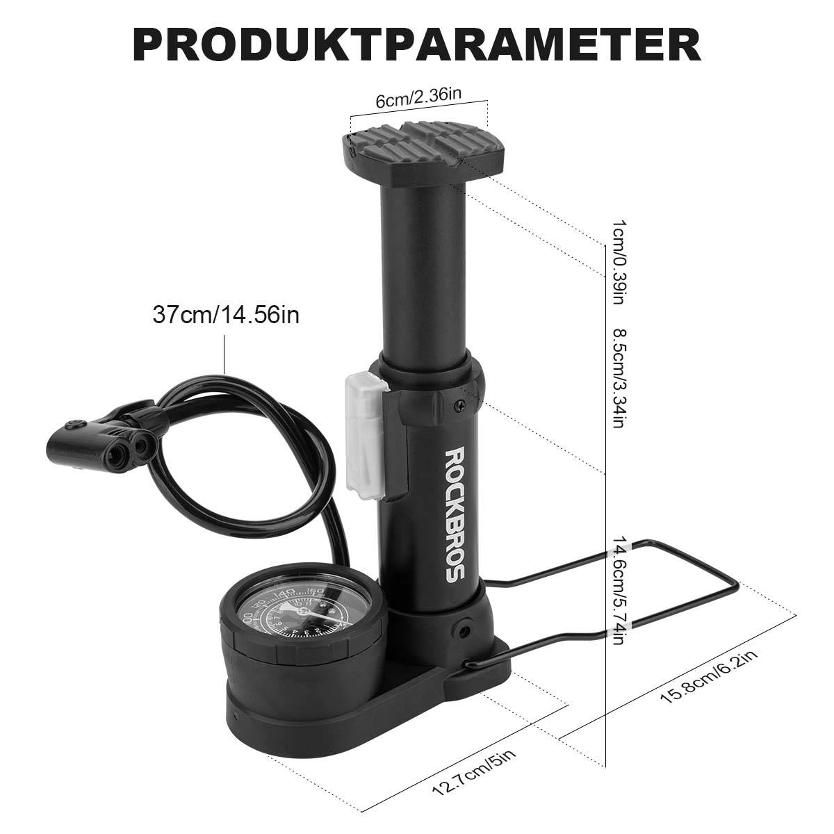 Mini Fußpumpen Luftpumpe mit Manometer ROCKBROS