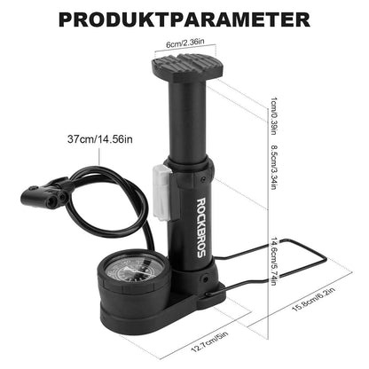Mini Fußpumpen Luftpumpe mit Manometer ROCKBROS