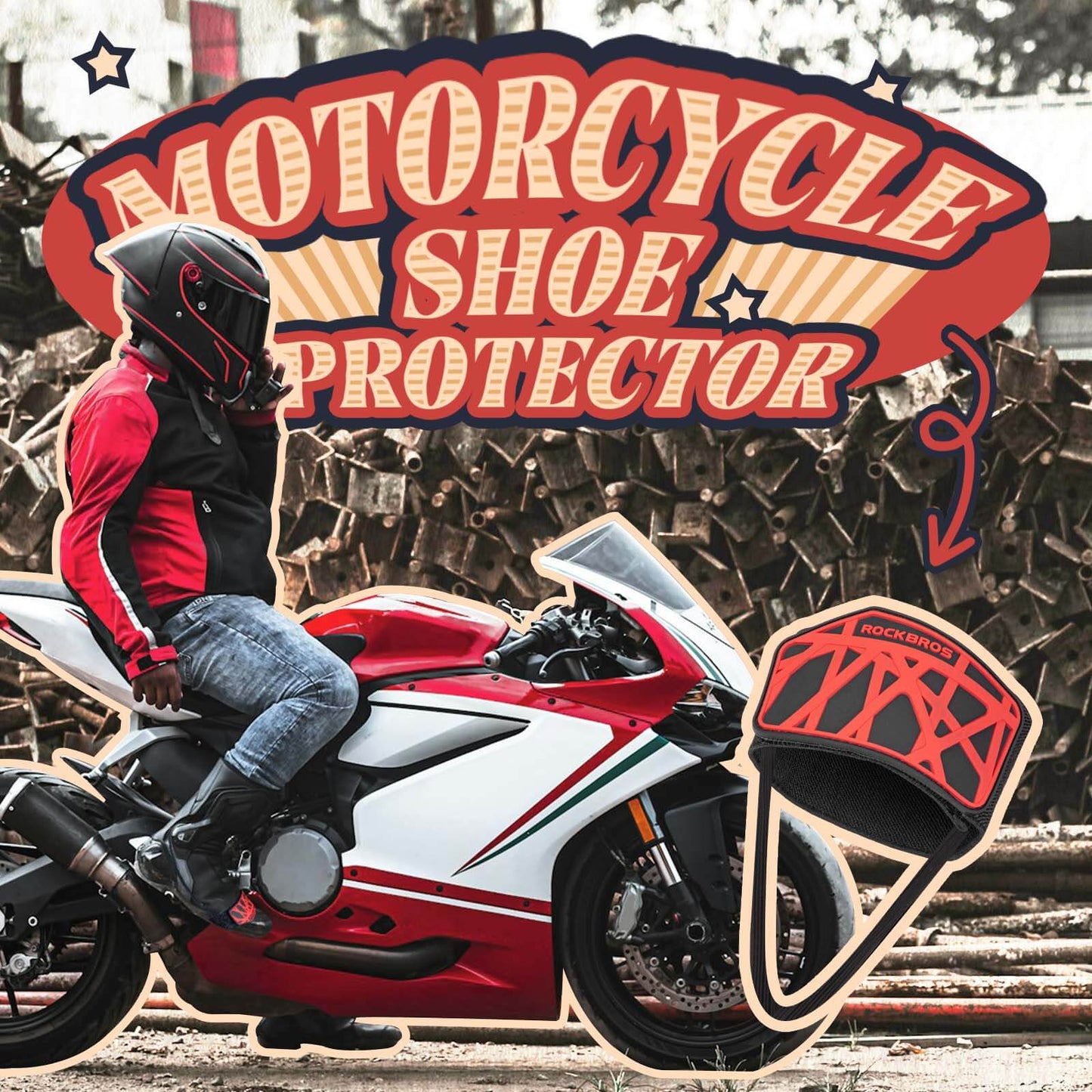 Motorrad Schaltpad Antiskid Schaltschutz Verstellbar Schuhschutz Motorrad Zubehör ROCKBROS