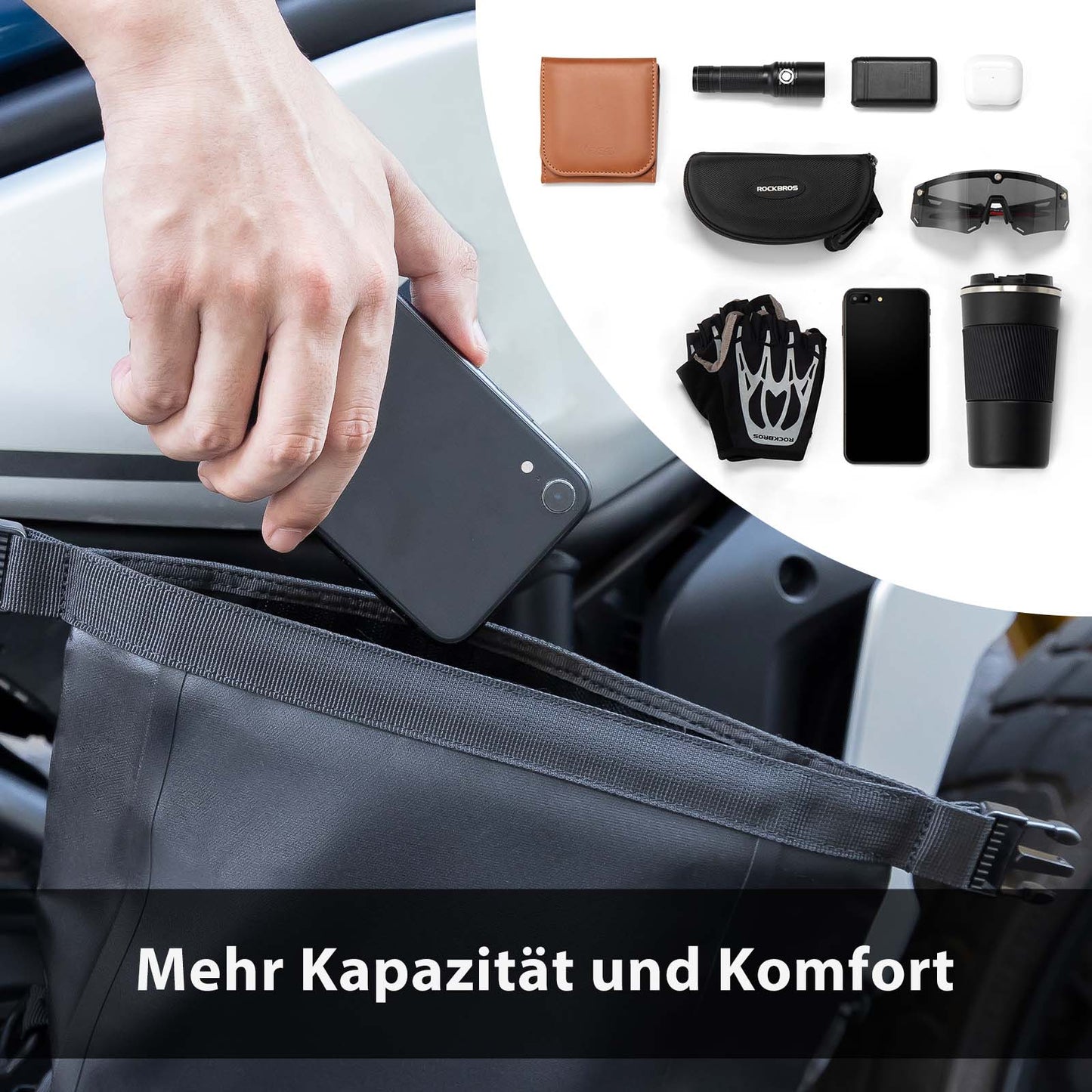 Motorrad Seitentasche wasserdicht Gepäckträgertasche 5L Schwarz ROCKBROS