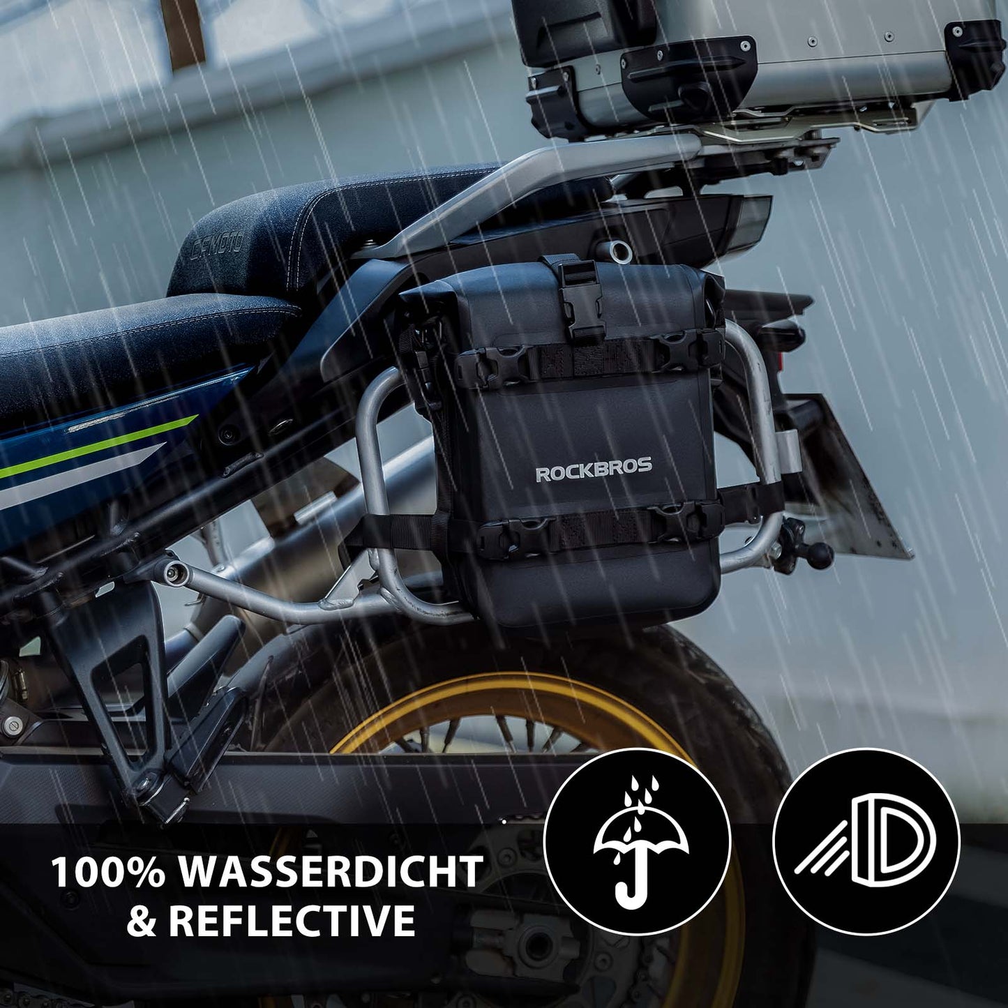 Motorrad Seitentasche wasserdicht Gepäckträgertasche 5L Schwarz ROCKBROS