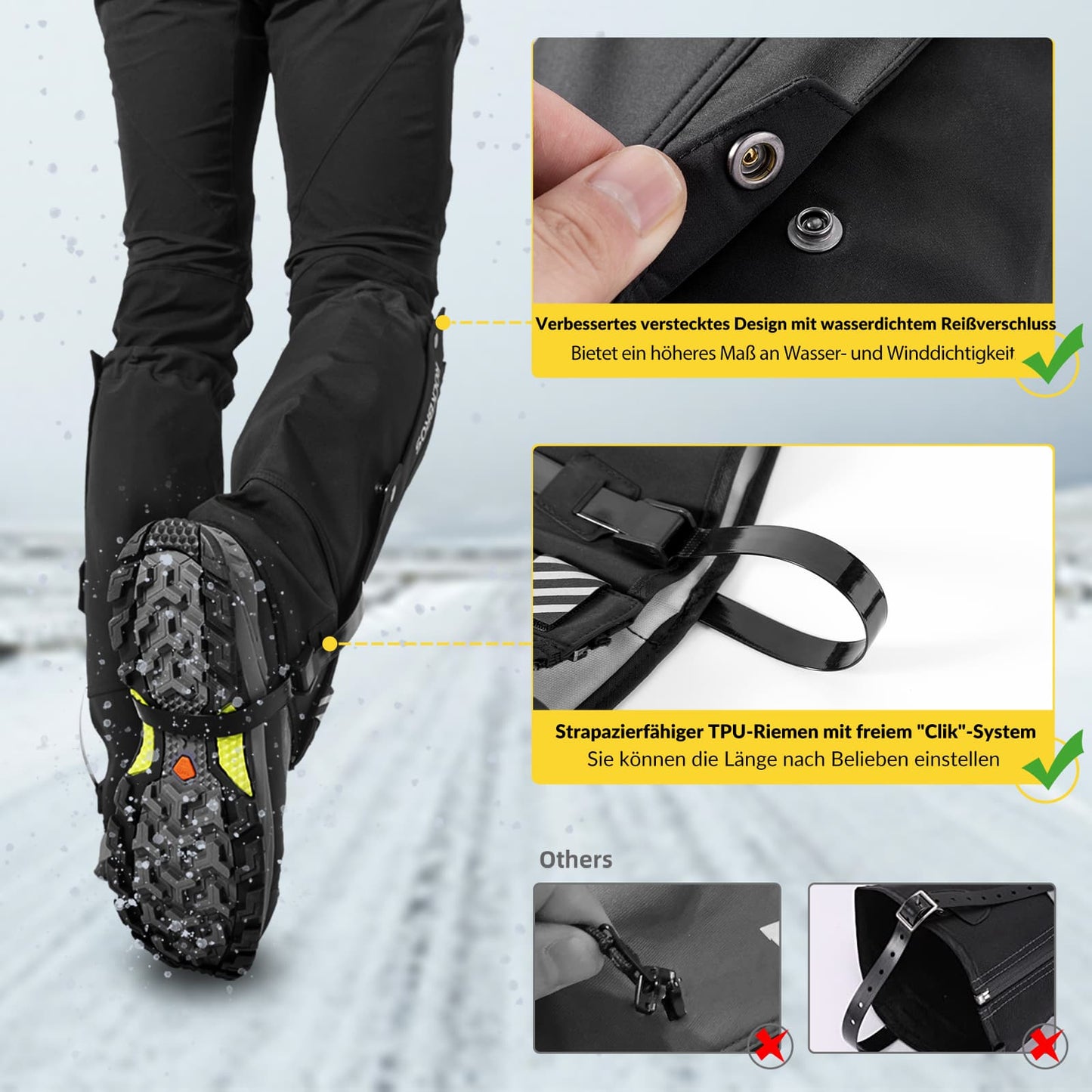 Outdoor Gamaschen wasserdichte Schnee Gaiter Herren-Damen ROCKBROS