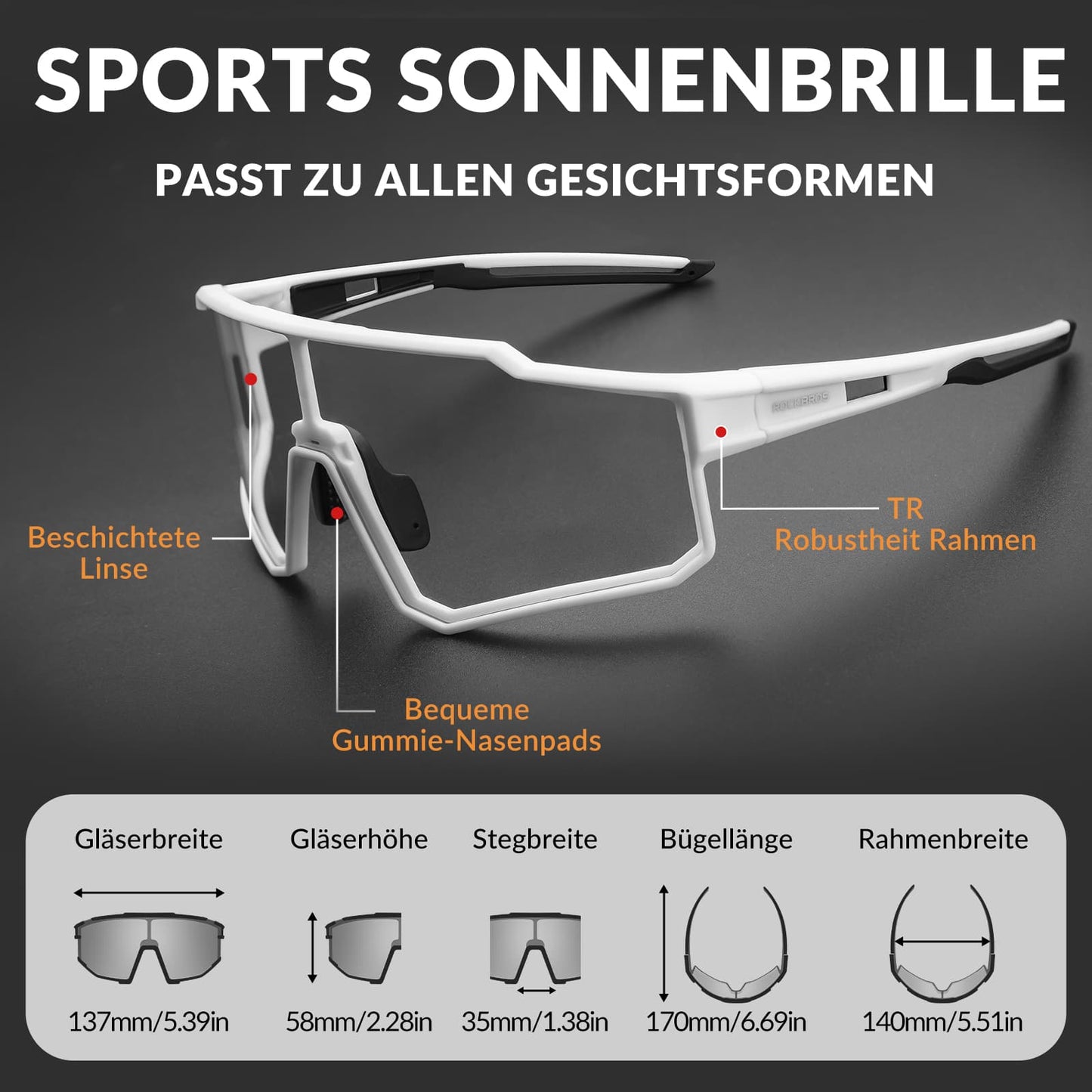 Polarisiert Fahrradbrille Sport Sonnenbrille für Outdoorsport ROCKBROS