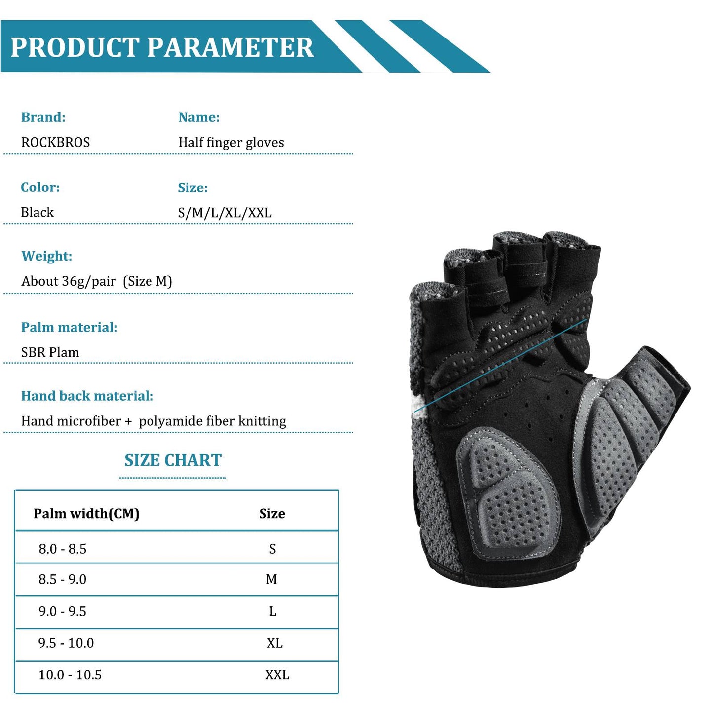 Radsport Halbfingerhandschuhe Universal Trainingshandschuhe ROCKBROS