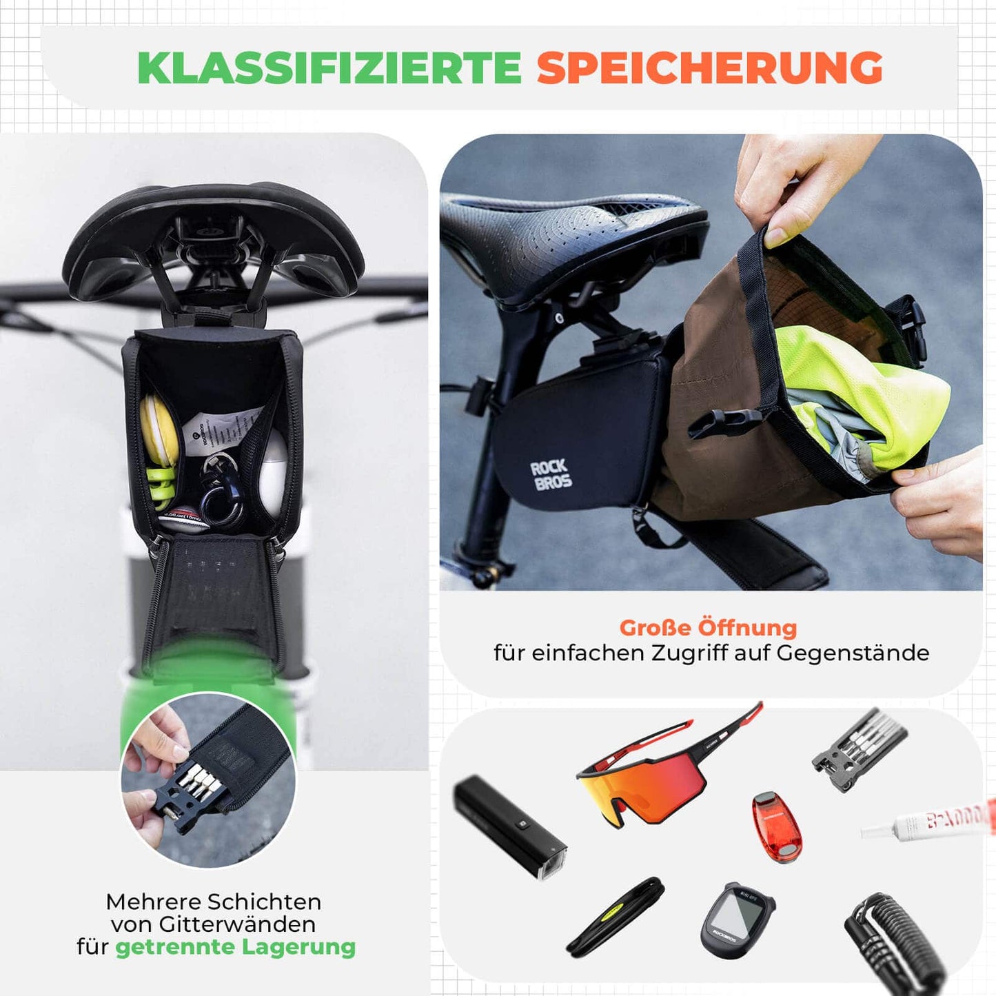 Satteltasche Wasserdichte Fahrradtasche Erweiterbar mit Innentasche ROCKBROS