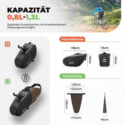 Satteltasche Wasserdichte Fahrradtasche Erweiterbar mit Innentasche ROCKBROS