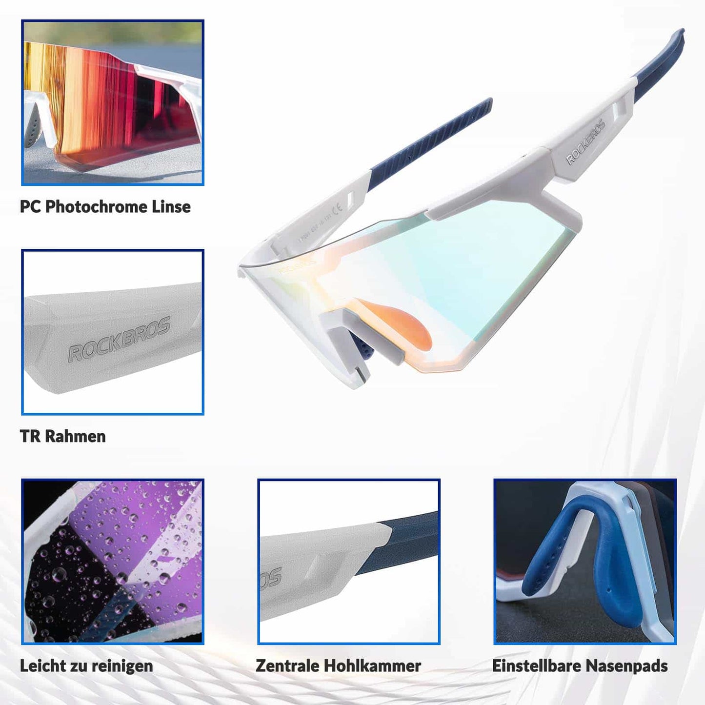 Sonnenbrille Fahrradbrille Selbsttönend Outdoor UV400 Schutz ROCKBROS