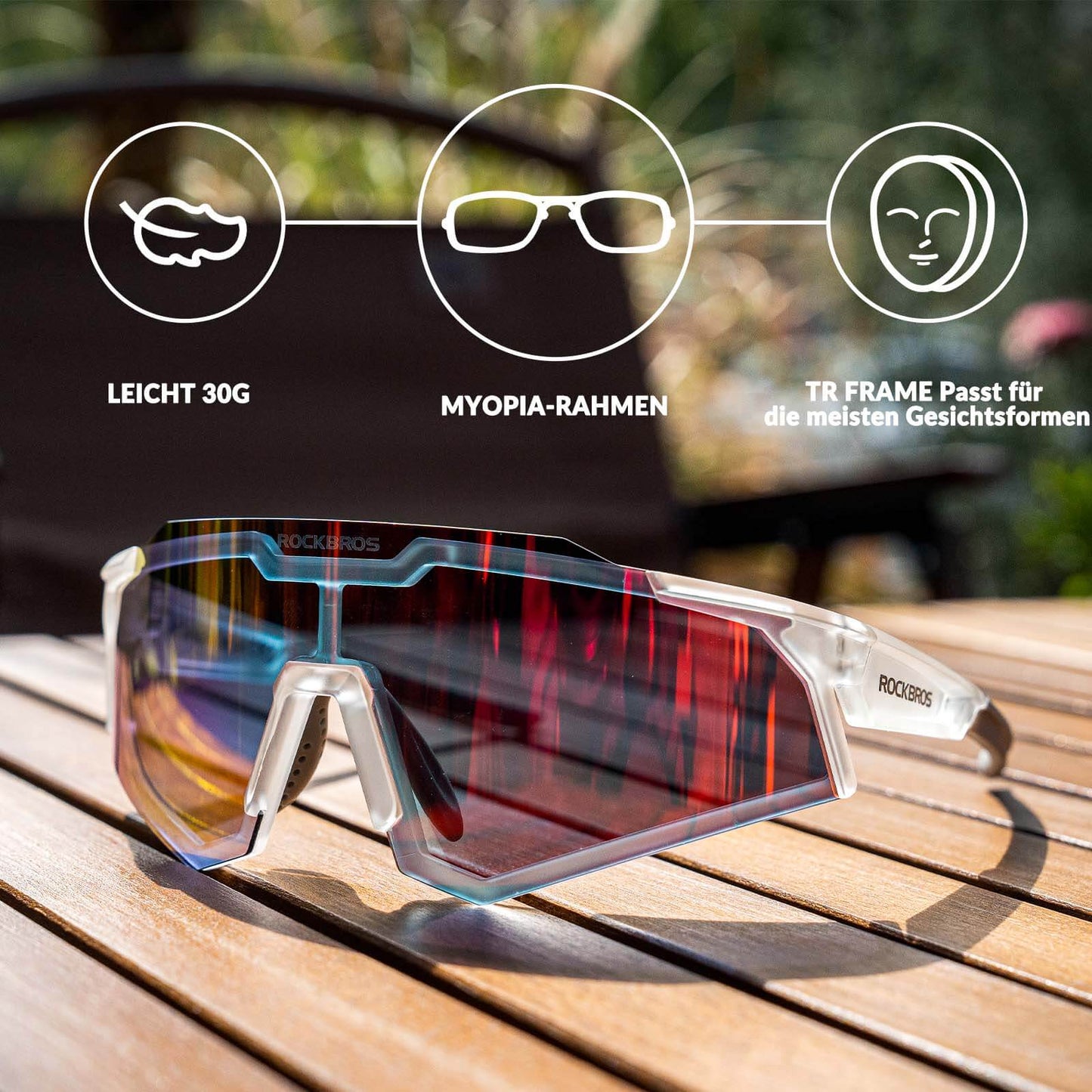Sonnenbrille Fahrradbrille Selbsttönend Outdoor UV400 Schutz ROCKBROS